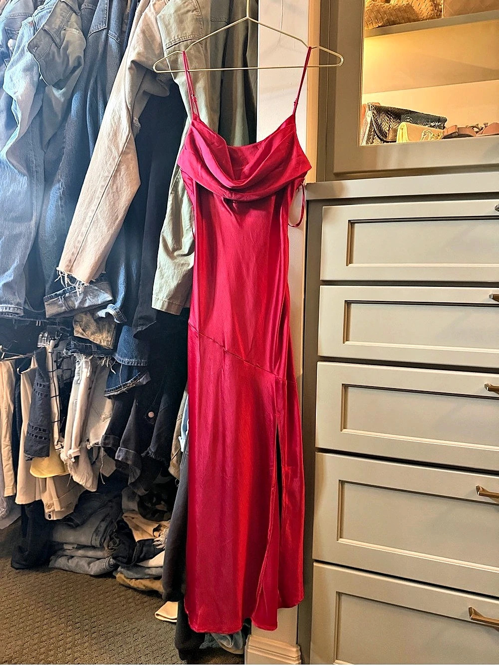 Petal and pup Satin Cowl Neck Maxi Dress in Pink US 4 Like New